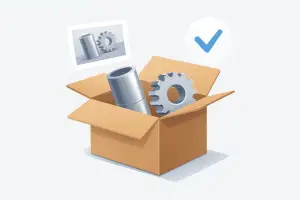 Paket mit Bauteilen – Symbol für enthaltene Leistungen und Leistungsumfang