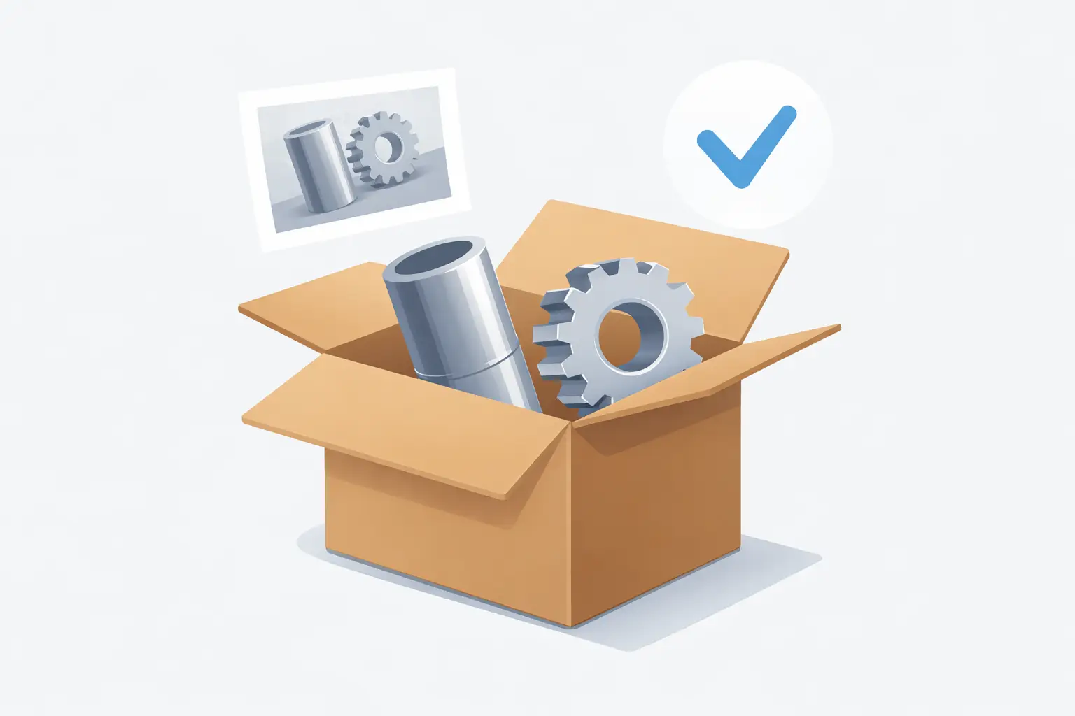 Paket mit Bauteilen – Symbol für enthaltene Leistungen und Leistungsumfang