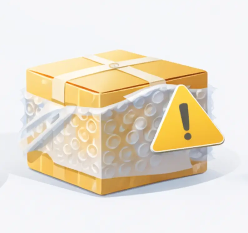 Paket mit Warnzeichen – Symbol für Sicherheits- und Gefahrhinweise beim Versand